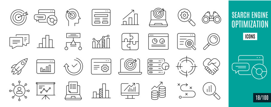 est collection Search Engine Optimization line icons. Search, business,...