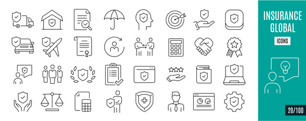 Best collection insurance line icons. Real Estate, business,... 