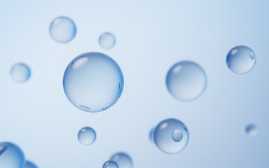 Blue water drop background, 3d rendering.