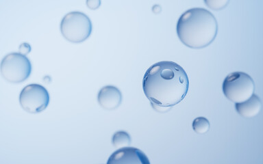 Blue water drop background, 3d rendering.