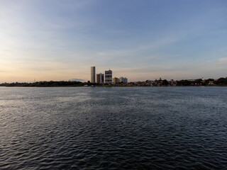 Fototapeta premium sunset over the river