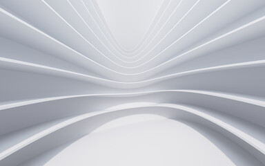 Abstract white curve geometry background, 3d rendering.