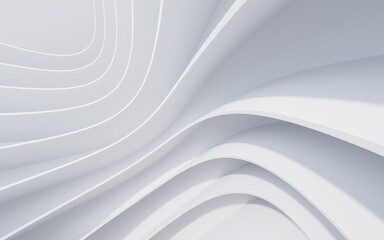Abstract white curve geometry background, 3d rendering.