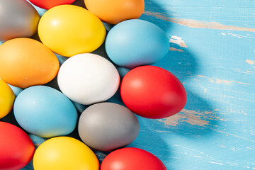 eggs painted in different colors to symbolize the passage of Christian Easter