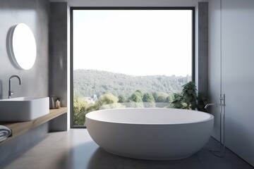 room tub indoor style apartment home house white window design interior. Generative AI.