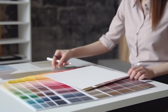 sample choice color project swatch interior designer palette design selection colour. Generative AI.