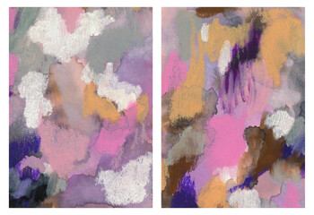 Two abstract backgrounds. Versatile artistic image for creative design projects: posters, cards, banners, invitations, magazines, prints, wallpapers. Artist-made art, no ai.