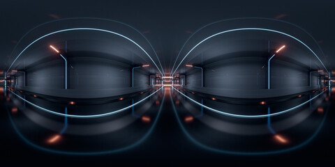 Dark tunnel with 360-degree seamless panoramic view. 3d rendering. © Vink Fan