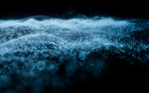 Abstract wave particles background, 3d rendering.