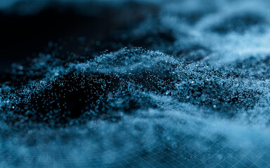 Abstract wave particles background, 3d rendering.