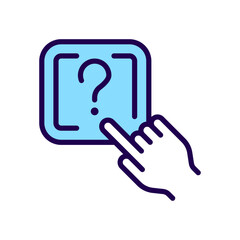 Fototapeta premium Question button RGB color icon. Request to technical support. Looking of problem solving. Isolated vector illustration. Simple filled line drawing. Editable stroke. Arial font used
