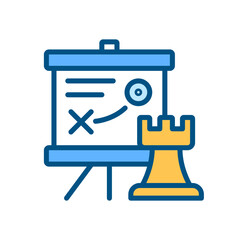 Business strategy pixel perfect RGB color icon. Company plan. Strategic management. Setting goals. Isolated vector illustration. Simple filled line drawing. Editable stroke. Arial font used