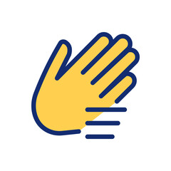Waving hand pixel perfect RGB color icon. Nonverbal communication. Greeting and calling gesture. Isolated vector illustration. Simple filled line drawing. Editable stroke. Arial font used