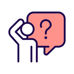 Bewildered person RGB color icon. Curious person looking for answer. Searching information source. Isolated vector illustration. Simple filled line drawing. Editable stroke. Arial font used