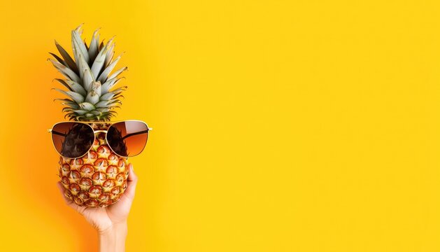 pineapple with sunglasses with Generative AI