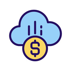 Cloud payment pixel perfect RGB color icon. E-payment adoption. Financial transactions via Internet. Isolated vector illustration. Simple filled line drawing. Editable stroke. Arial font used