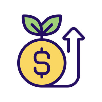 money coin growing with arrow