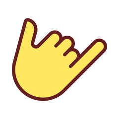 Shaka sign pixel perfect RGB color icon. Call me. Greeting gesture. Non verbal communication. Isolated vector illustration. Simple filled line drawing. Editable stroke. Arial font used