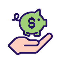 Saving money pixel perfect RGB color icon. Budget management. Emergency fund. Retirement account. Isolated vector illustration. Simple filled line drawing. Editable stroke. Arial font used