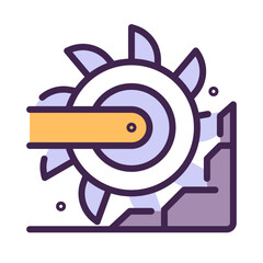 Bucket wheel excavator pixel perfect RGB color icon. Large heavy equipment machine. Coal mining industry. Motor vehicle. Isolated vector illustration. Simple filled line drawing. Editable stroke