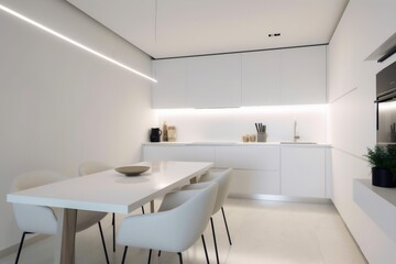 Fototapeta na wymiar kitchen design trendy house dining furniture table modern interior home chair. Generative AI.