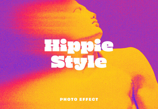 Hippie Style Noise Blur Effect Mockup
