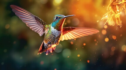Fototapeta premium Humming bird in the wild. Generative AI