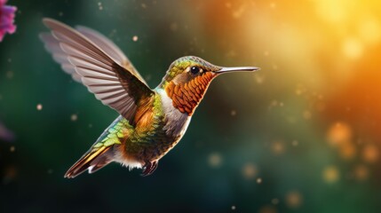 Fototapeta premium Humming bird in the wild. Generative AI