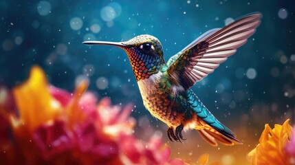 Obraz na płótnie Canvas Humming bird in the wild. Generative AI