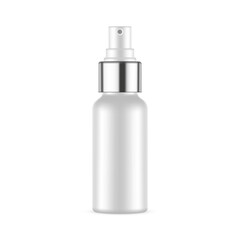 Spray Bottle Mockup With Metal Cap, Isolated on White Background. Vector Illustration