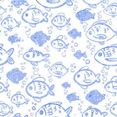 Seamless Watercolour Fish Pattern Vector
