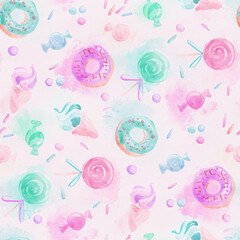 Watercolour Sweet Treats Seamless Pattern