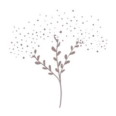 Illustration branch flowers hand drawn