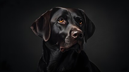 Czarny labrador, labrador, pies, poważny piękny labrador - obrazy, fototapety, plakaty