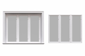 Obraz na płótnie Canvas windows in the interior isolated on white background, 3D illustration, cg render