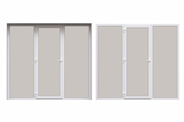 windows in the interior isolated on white background, 3D illustration, cg render