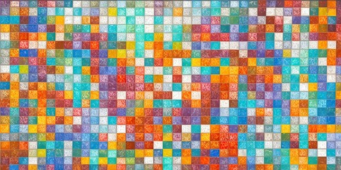 Fototapeta premium Colorfull square mosaic tiles for texture background.