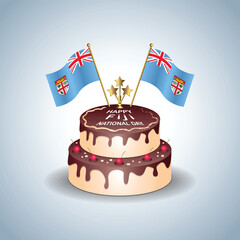 Fiji National Day with a Cake .Vector Illustration