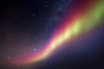 Obraz na płótnie Canvas Starry sky. Milky Way and polar lights. Purple yellow aurora borealis