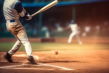 man ball field bat swinging player sport game team athlete baseball. Generative AI.
