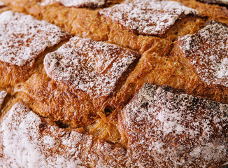 Bread rye, whole grain macro background