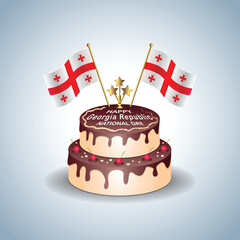 Georgia Republic National Day with a Cake .Vector Illustration