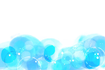 水彩風　水色　和風柄
