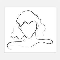 minimal curly hair girl with fringes line drawing illustration printable poster isolated on white vector