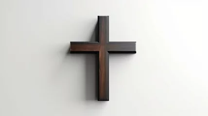 Foto op Plexiglas White backdrop and a Christian cross.  GENERATE AI © Sawitree88