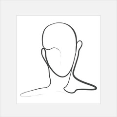 Abstract  face continuous seamless one-line drawing minimalism design isolated on white background printable wall art poster