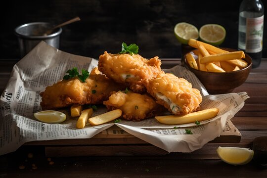 Fish and chips served in newpaper 