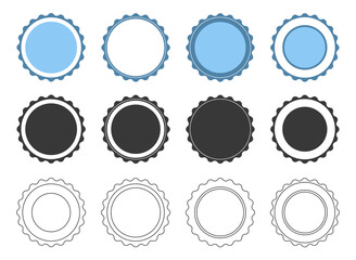 Round stamp signs set. Shape, badge star. Circle signs collection. Simple illustration