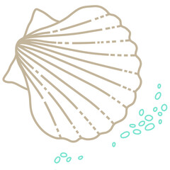 Illustration of line art tropical sea element, seashell. Doodles of marine life. Sea decor for scrapbook, card. Ocean, sea creatures. Maritime illustration