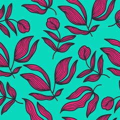 Hand Drawn Seamless Floral Pattern with Vintage Style. Flower Motif for Fashion, Wallpaper, Wrapping Paper, Background, Fabric, Textile, Apparel, and Card Design